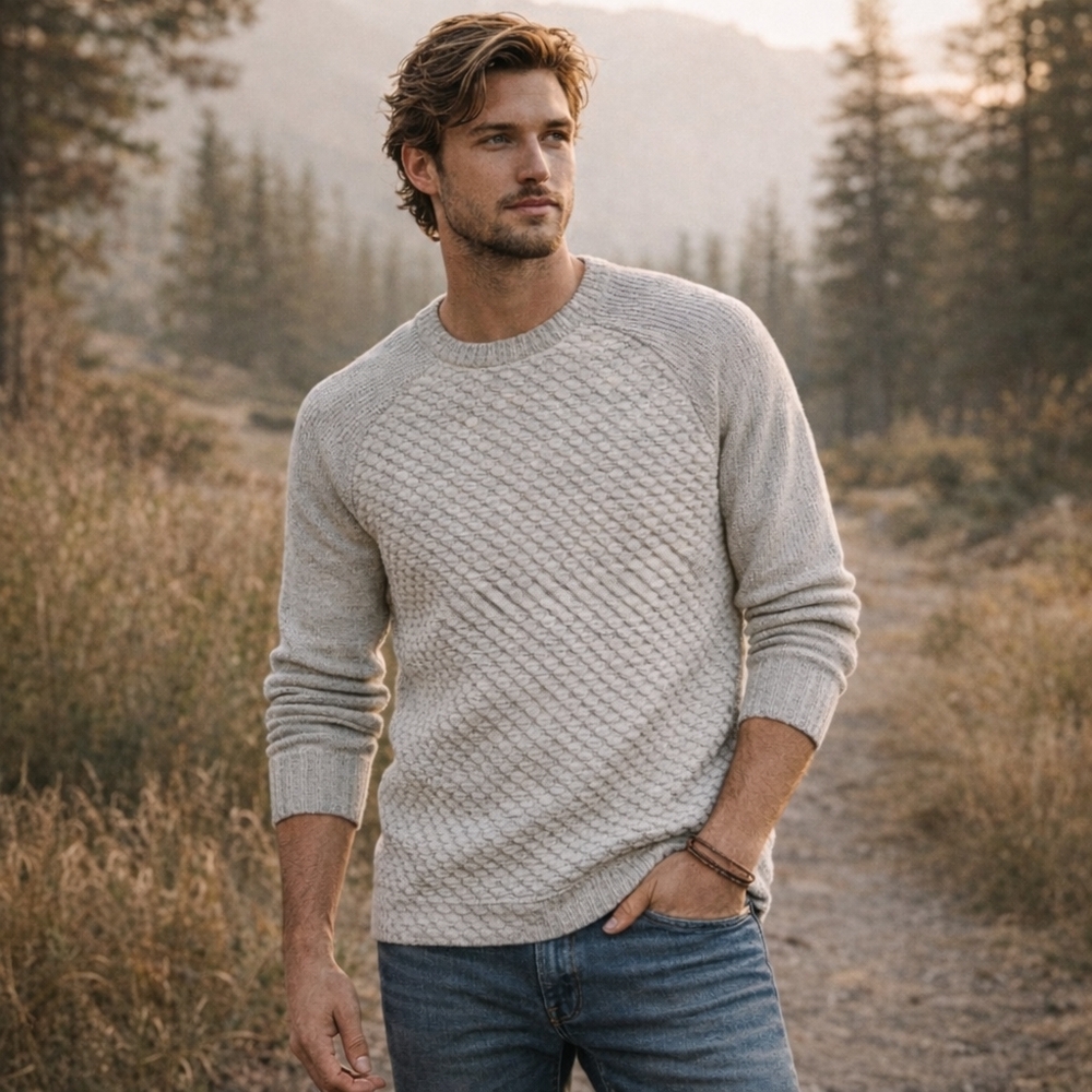 Quinn Men's Heathered Gray Cashmere Blend Baseball Raglan Sleeve Sweater Size XL